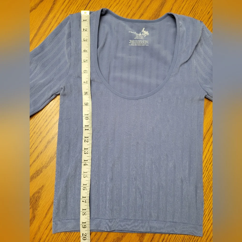 Free People Intimately Lucky You Layering Scoop Neck Shirt Sky Blue Size XS/S